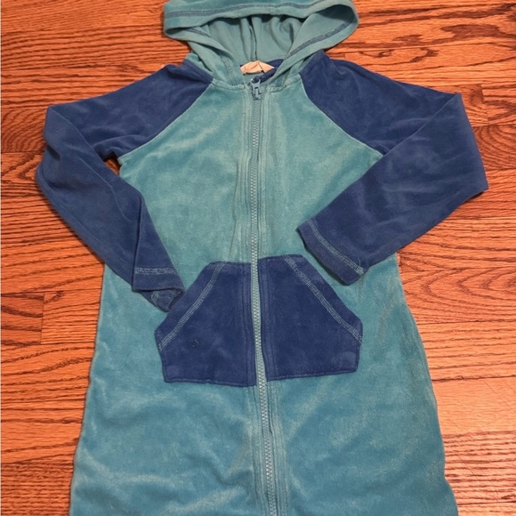 Blue and Teal Hooded Zip-Up. Lands End Swim Cover Up - Picture 1 of 6